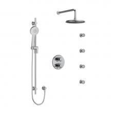 Riobel Canada KIT446MMRDLC-6 - Type T/P (thermostatic/pressure balance) double coaxial system with hand shower rail, 4 body jets