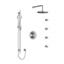 Riobel Canada KIT446MMRDXC - Type T/P (thermostatic/pressure balance) double coaxial system with hand shower rail, 4 body jets