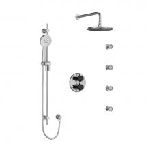 Riobel Canada KIT446MMRD+CBK-6 - Type T/P (thermostatic/pressure balance) double coaxial system with hand shower rail, 4 body jets