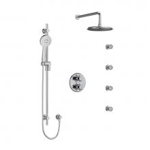 Riobel Canada KIT446MMRD+C - Type T/P (thermostatic/pressure balance) double coaxial system with hand shower rail, 4 body jets