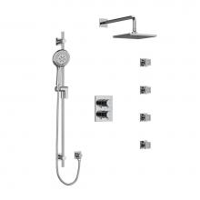 Riobel Canada KIT446PATQC - Type T/P (thermostatic/pressure balance) double coaxial system with hand shower rail, 4 body jets