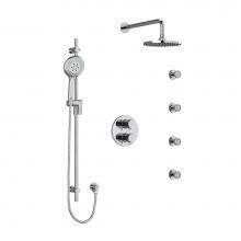 Riobel Canada KIT446PATMC - Type T/P (thermostatic/pressure balance) double coaxial system with hand shower rail, 4 body jets