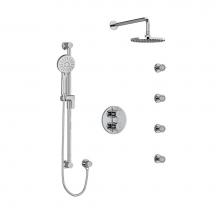 Riobel Canada KIT446EDTM+C - Type T/P (thermostatic/pressure balance) double coaxial system with hand shower rail, 4 body jets