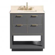 Avanity ALLIE-VS31-TGG-D - Avanity Allie 31 in. Vanity Combo in Twilight Gray with Gold Trim and Crema Marfil Marble Top