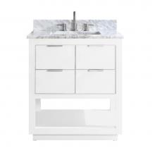 Avanity ALLIE-VS31-WTS-C - Avanity Allie 31 in. Vanity Combo in White with Silver Trim and Carrara White Marble Top