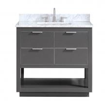 Avanity ALLIE-VS37-TGS-C - Avanity Allie 37 in. Vanity Combo in Twilight Gray with Silver Trim and Carrara White Marble Top