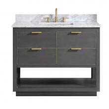 Avanity ALLIE-VS43-TGG-C - Avanity Allie 43 in. Vanity Combo in Twilight Gray with Gold Trim and Carrara White Marble Top