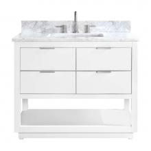 Avanity ALLIE-VS43-WTS-C - Avanity Allie 43 in. Vanity Combo in White with Silver Trim and Carrara White Marble Top