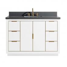 Avanity AUSTEN-VS49-WTG-GQ - Avanity Austen 49 in. Vanity Combo in White with Gold Trim and Gray Quartz Top