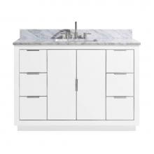 Avanity AUSTEN-VS49-WTS-C - Avanity Austen 49 in. Vanity Combo in White with Silver Trim and Carrara White Marble Top