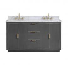 Avanity AUSTEN-VS61-TGG-C - Avanity Austen 61 in. Vanity Combo in Twilight Gray with Gold Trim and Carrara White Marble Top