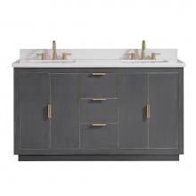 Avanity AUSTEN-VS61-TGG-WQ - Avanity Austen 61 in. Vanity Combo in Twilight Gray with Gold Trim and White Quartz Top