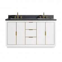 Avanity AUSTEN-VS61-WTG-GQ - Avanity Austen 61 in. Vanity Combo in White with Gold Trim and Gray Quartz Top