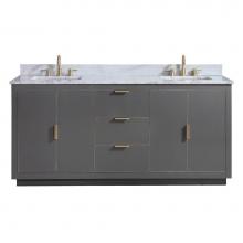 Avanity AUSTEN-VS73-TGG-C - Avanity Austen 73 in. Vanity Combo in Twilight Gray with Gold Trim and Carrara White Marble Top