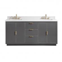 Avanity AUSTEN-VS73-TGG-WQ - Avanity Austen 73 in. Vanity Combo in Twilight Gray with Gold Trim and White Quartz Top