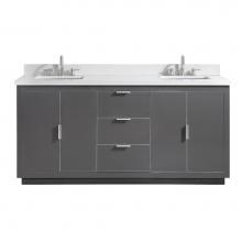 Avanity AUSTEN-VS73-TGS-WQ - Avanity Austen 73 in. Vanity Combo in Twilight Gray with Silver Trim and White Quartz Top