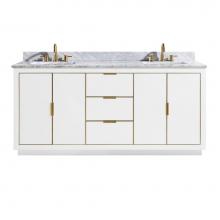 Avanity AUSTEN-VS73-WTG-C - Avanity Austen 73 in. Vanity Combo in White with Gold Trim and Carrara White Marble Top