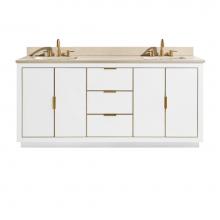 Avanity AUSTEN-VS73-WTG-D - Avanity Austen 73 in. Vanity Combo in White with Gold Trim and Crema Marfil Marble Top