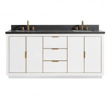 Avanity AUSTEN-VS73-WTG-GQ - Avanity Austen 73 in. Vanity Combo in White with Gold Trim and Gray Quartz Top