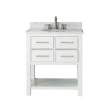 Avanity BROOKS-VS30-WT-C - Avanity Brooks 31 in. Vanity in White finish with Carrara White Marble Top