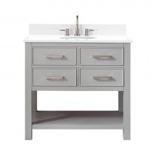 Avanity BROOKS-VS36-CG-EW - Avanity Brooks 37 in. Vanity in Chilled Gray finish with Engineered White Stone Top