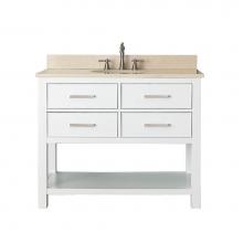 Avanity BROOKS-VS42-WT-B - Avanity Brooks 43 in. Vanity in White finish with Galala Beige Marble Top