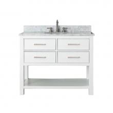 Avanity BROOKS-VS42-WT-C - Avanity Brooks 43 in. Vanity in White finish with Carrara White Marble Top