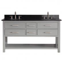 Avanity BROOKS-VS60-CG-A - Avanity Brooks 61 in. Double Vanity in Chilled Gray finish with Black Granite Top