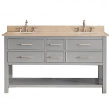 Avanity BROOKS-VS60-CG-B - Avanity Brooks 61 in. Double Vanity in Chilled Gray finish with Galala Beige Marble Top