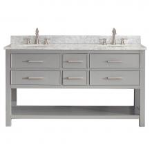 Avanity BROOKS-VS60-CG-C - Avanity Brooks 61 in. Double Vanity in Chilled Gray finish with Carrara White Marble Top