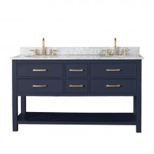 Avanity BROOKS-VS60-NB-C - Avanity Brooks 61 in. Double Vanity in Navy Blue with Carrara White Marble Top