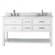 Avanity BROOKS-VS60-WT-C - Avanity Brooks 61 in. Double Vanity in White finish with Carrara White Marble Top