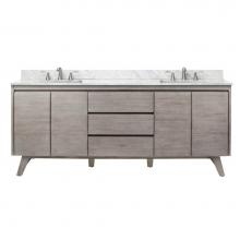 Avanity COVENTRY-VS73-GT - Avanity Coventry 73 in. Vanity Combo in Gray Teak with Carrara White Marble Top