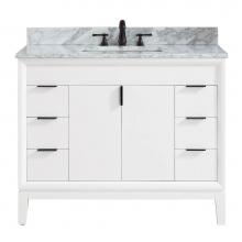 Avanity EMMA-VS43-WT-C - Avanity Emma 43 in. Vanity Combo in White with Carrara White Marble Top