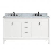 Avanity EMMA-VS61-WT-C - Avanity Emma 61 in. Vanity Combo in White with Carrara White Marble Top