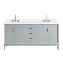 Avanity EMMA-VS73-DG-E - Avanity Emma 73 in. Vanity Combo in Dove Gray finish with Cala White Engineered Stone Top