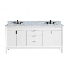 Avanity EMMA-VS73-WT-C - Avanity Emma 73 in. Vanity Combo in White with Carrara White Marble Top