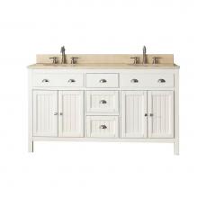 Avanity HAMILTON-VS60-FW-B - Avanity Hamilton 61 in. Double Vanity in French White finish with Galala Beige Marble Top