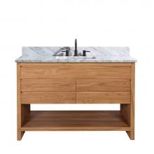 Avanity KAI-VS49-NT - Avanity Kai 49 in. Vanity in Natural Teak with Carrara White Marble Top