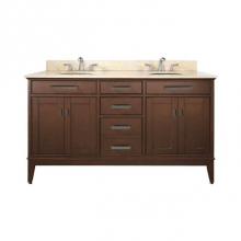 Avanity MADISON-VS60-TO-B - Avanity Madison 61 in. Double Vanity in Tobacco finish with Galala Beige Marble Top