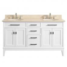 Avanity MADISON-VS60-WT-B - Avanity Madison 61 in. Double Vanity in White finish with Galala Beige Marble Top