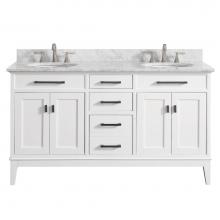 Avanity MADISON-VS60-WT-C - Avanity Madison 61 in. Double Vanity in White finish with Carrara White Marble Top