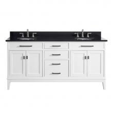 Avanity MADISON-VS72-WT-A - Avanity Madison 73 in. Double Vanity in White finish with Black Granite Top