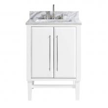 Avanity MASON-VS25-WTS-C - Avanity Mason 25 in. Vanity Combo in White with Silver Trim and Carrara White Marble Top