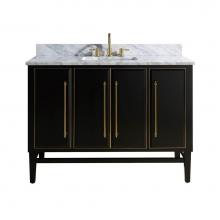 Avanity MASON-VS49-BKG-C - Avanity Mason 49 in. Vanity Combo in Black with Gold Trim and Carrara White Marble Top