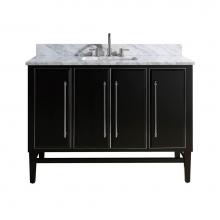 Avanity MASON-VS49-BKS-C - Avanity Mason 49 in. Vanity Combo in Black with Silver Trim and Carrara White Marble Top