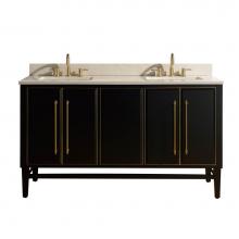 Avanity MASON-VS61-BKG-D - Avanity Mason 61 in. Vanity Combo in Black with Gold Trim and Crema Marfil Marble Top