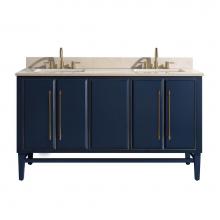 Avanity MASON-VS61-NBG-D - Avanity Mason 61 in. Vanity Combo in Navy Blue with Gold Trim and Crema Marfil Marble Top