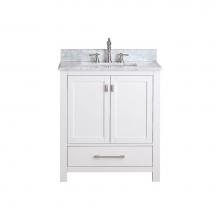 Avanity MODERO-VS30-WT-C - Avanity Modero 31 in. Vanity in White finish with Carrara White Marble Top