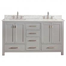 Avanity MODERO-VS60-CG-C - Avanity Modero 61 in. Double Vanity in Chilled Gray finish with Carrara White Marble Top